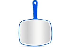 DVHOK Handspiegel, tragbarer Handspiegel mit Loch zum Aufhängen im Griff, Blau 19 x 26 cm
