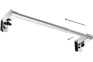 VEHHE Over Door Towel Rail, Kitchen Towels Holder Extendable(22-39cm), Stainless Steel Towel Rail with Adjustable Hooks(0-2.8cm), Hand Towels Holders for Kitchen Cupboard Bathroom Cabinet(Silver)