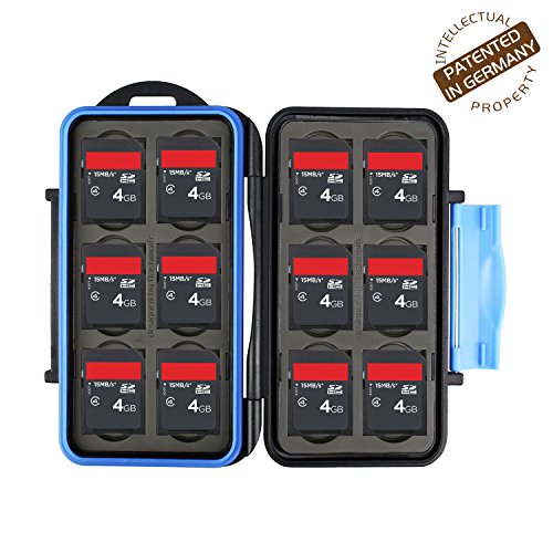 Flashwoife - patentierte Aufnahme - Turtle-SD12 V2 wasserdichte Speicherkarten Schutzbox für 12 Stück SDHC schwarz in grauem Inlay