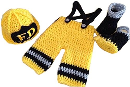 Newborn Boys Photography Prop Crochet Firefighter Fireman Hat Pants Shoes By Xselector