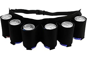 Ceinture Porte-Canettes AQSQWQ pour 6 Boissons et Bière - Support Réglable pour Festivals, JGA, Fêtes, Carnaval et Camping, Noir