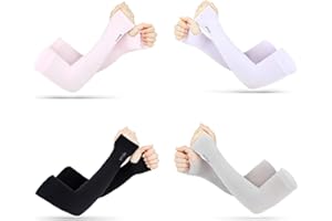 HXLJHALG 4Pairs of Ice Sleeves for Women, Sun Protection Sleeves, UV Protection, Arm Sun Protection Sleeves, Ice Silk Sleeves, Ice Sleeve Arm Guards for Women Driving (Blue, Purple, Gray, Pink)