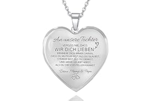 AITENME Kette Herz Halskette Inspirierende Deutsche Buchstaben für Meine Tochter Enkelin Damen Halskette aus Edelstahl