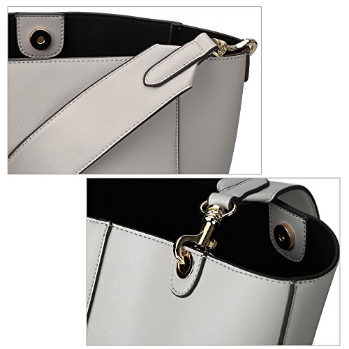 S-ZONE Frauen Art Vintage Leder Tote Schulterbeutel Handtaschen - 5