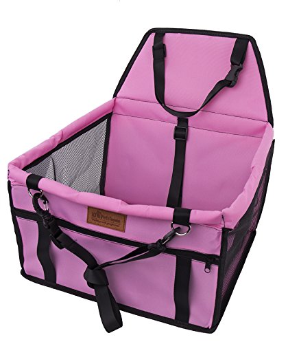 Bolsa de transporte para mascotas, Asiento del Coche de Seguridad para Mascotas Perro Gato Plegable Lavable Viaje Bolsas y otra Mascota Pequeña con Cremallera Bolsillo.[ Rosado ]