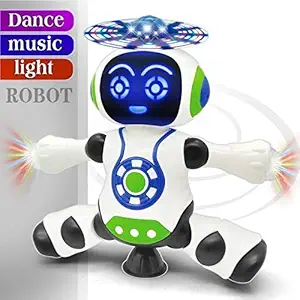 FunBlast Dancing Robot with Music, 3D Flashing Lights,360 Degree Rotation Toy Robot for Kids/Boys -Plastic, Multi color (Battery Included)-Pack of 1