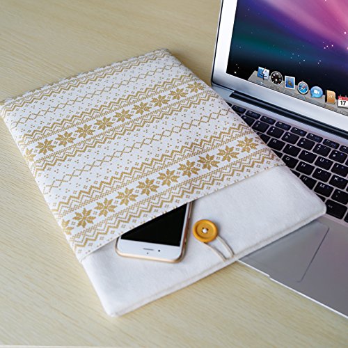 Inateck 13,3 Zoll Macbook Air/ Pro Retina Canvas-Gewebe Sleeve Hülle, Bohemia Laptop Tasche mit Stickmuster speziell für 13,3 Zoll Apple Macbook Pro Retina / Macbook Air, die meisten 11-Zoll-Ultrabook Netbook [Größe: 13,3-Zoll, Simple White] - 6