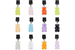 DICOSMETIC Bouchon Anti-poussière pour Téléphone de Type-C Bouchon Anti-poussière pour Port de Charge en Plastique avec Charme D'Ours Fleur Pierres pour Port de Charge de Téléphone Portable