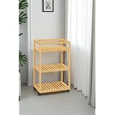Digithome Bambu 3 Raflı Tekerlekli Sunum Servis Arabası Mutfak Rafı Sehpa Banyo Rafı DB-0029