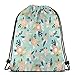 Produktbild Mint Florals Nursery Les Fleurs Flowers Flower Mint Peach Gold Navy Blues_5536 3D Print Drawstring Backpack Rucksack Shoulder Bags Gym Bag for Adult 16.9"x14"