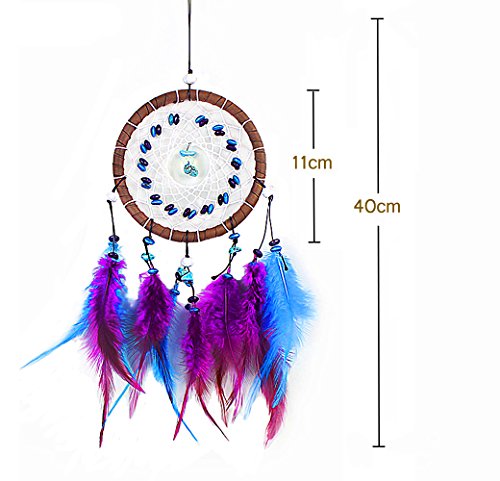 ProHomer Catcher Sogno Fatto a Mano Tradizionale Elegant Circular Dream Catcher Rete con Perline di Piume Ornament Decoration Regalo Hanging