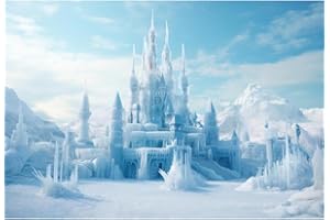 MIRRORANG 1,5x1m Eisschloss Hintergrund Winter Fantasy Eiswelt Fotografie Hintergrund Kinder Geburtstag Party Baby Dusche Photo Booth Requisiten Weihnachtsdekoration Banner
