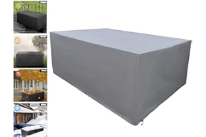 DQWJYYDS Copertura per mobili da Giardino,220x100x75cm Impermeabile Copertura Tavolo Esterno Rettangolare,Telo Copri per Tavolo e Sedie da Antivento/UV,Resistente allo Strappo Oxford 420D,Grigio
