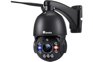 [30X Zoom óptico 5MP] Ctronics Cámara de Vigilancia WiFi Exterior Cámara de Seguridad PTZ WLAN Detección Humana, Visión Nocturna por Infrarrojos, Detección de Movimiento, IP66 Impermeable-Negro