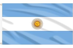 AhfuLife Bandera de Argentina 90cm x 150cm, 1 Pieza Bandera Argentinas con Agujeros de Latón en Ambos Lados, Decoración de 2025 Día Nacional Copa del Mundo Jardin Escuela Barra Fiesta