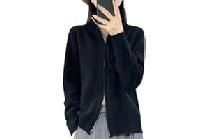 ALLOAONE Cardigan da Donna con Colletto alla Coreana in Lana con Cerniera, Maglione A Maniche Lunghe in Cashmere Lavorato A Maglia