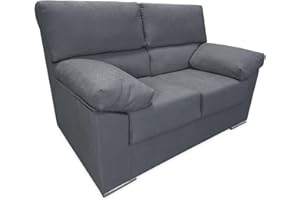 Homey - Sofá de 2 Plazas para Salón o Sala de Estar, Modelo Armin, Diseño Moderno, Cómodo y Funcional, Tapizado Cairo Acabado en Grafito