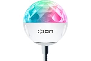 ION Audio Party Ball USB - Mini USB betriebene Discokugel Led Party Lampe, synchron im Takt zur Musik – Perfekt für Laptop, Fernseher, Lautsprecher, Musikanlage, Soundanlage, Soundbox