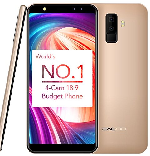 LEAGOO M9 - 5,5 pollici (rapporto 18: 9) schermo Full HD 3G smartphone Android 7.0, vetro Corning Gorilla Glass 3, quattro fotocamere, batteria Quad Core 1.3GHz da 2 GB + 16 GB, 2850 mAh - Oro