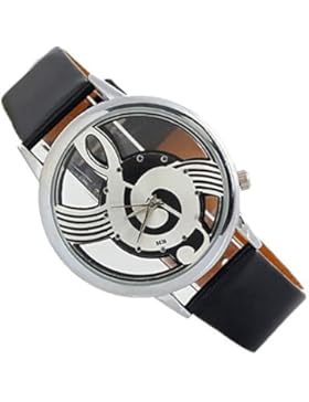 SSITG Damen Uhr Armbanduhr Musik Noten-Schlüssel Violinschlüssel Leder Geschenk Gift Armbanduhr watch