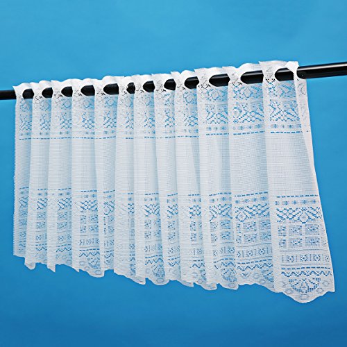 KING DO WAY Scheibengardine&Klein Kaffee Vorhang mit Französischen landhausstil Café Vorhang voile net setzt Fenstertür panel dekor, Home Dekoration Kitchen/cafe Curtain, H*B 45*150cm Weiß