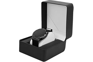 FuninCrea Watch Case Single PU Leather Watch Box with Removable Watch Pillows for Women and Men, Watch Display Case Portable Watch Storage Box for Wristwatches, Smart Watches, Bracelets (Black)