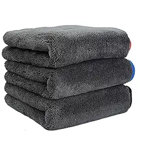 Autyle Heavy Microfiber Cloth for Car Cleaning and Detailing, Double Sided, Extra Thick Plush Microfiber Towel Lint-Free, 800 GSM (Size 40cm x 40cm)/Pack of 3, Color:- Grey