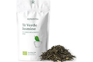 REPLANTEA CUIDAMOS TU NATURALEZA TÈ VERDE JASMINE 100% BIO 100g (50 Tazze) | Tè Verde al Gelsomino Biologico in Foglia dalla Cina REPLANTEA