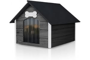 Hundkoja utomhus isolerad grotta vintersäkert trä katthus 81 x 68 cm storlek L (färg: 2)