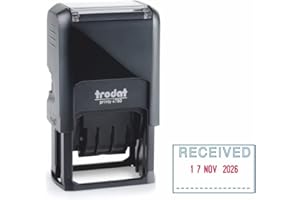 STAMP DESIGN 4U 4750 Self Inking Word and Date Stamp-Received Text Plate- Blue and Red Ink- 42x26mm