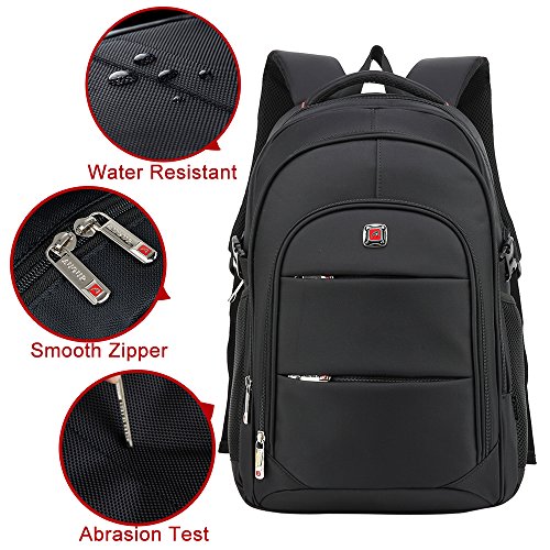 Laptoprucksack, Cooleaf 17″ Notebookrucksack, Rucksack für Computer, Schulrucksack Schwarz - 2