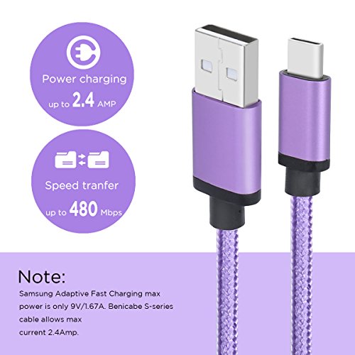  Lot de 2  Samsung Galaxy S9 C  ble en Nylon  Fundro USB Type C C  ble Chargeur pour Samsung Galaxy S9   S9 Plus   S8   S8 Plus   Note 8  Huawei P20   P20 Pro   P10   P10 Plus  Nintendo Switch  Google Pixel   Pixel XL  Moto Z et Plus  6ft   2m  Ultra Violet 