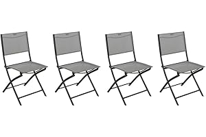 Hespéride - Lot de 4 Chaises de Jardin Pliantes Modula Gris Galet - Acier Traité Epoxy Texaline - Dim 46 x 52 x 87 cm - Meuble d'Extérieur Pliable