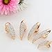 WLM 5pcs False Nail Clear Rhinestone Claw Paw Talon Finger Ring