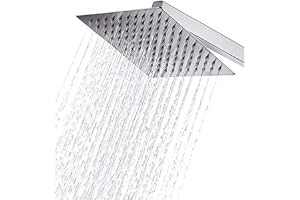 SELLZY 4x4 inch Square Stainless Steel Overhead Rain Shower Without Arm Ultra-Thin High Pressure Waterfall Shower Head Anti-Clog Nozzles Mirror Finish Bathroom Fittings (Pack of 1)