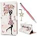 Produktbild ToneSun Hülle Case für Xiaomi Mi 8, Leder Filp Wallet Handyhülle Flipcase: Gemalt Multifunktionale Tasche Cover Brieftasche Schutzhülle in Blumenmädchen + Stöpsel + Stylus