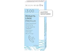 MAGNIVISION Monatslinse Premium weiche Kontaktlinsen für -2,75 dpt. | 1 Stück | BC 8.7 | DIA 14.0 | mit Silikon-Hydrogel-Material und UV-Filter für lange Tragezeiten | ohne Konservierungsstoffe