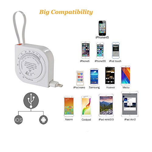 Multifunktions Aufladekabel, Blueidea® 2 in 1 Maßband USB Kabel, Micro USB + 8 Pin Ladekabel Kabel Datenkabel für iPhone & Android Smartphone, iPhone 6S / 6 Plus, OnePlus, Samsung, Sony, Huawei, usw - 2
