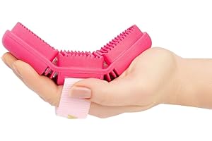 Animalon | Kinder Pferdestriegel pink | Pferdestriegel für Kinder | Flexible & Ergonomische Pferdebürste für Kinder mit Klettverschluss | Pferde Zubehör für Kinder in pink | Pferdeputzzeug Kinder