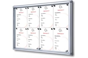 Danieli Store - Tablon de Anuncios con Certificación ESG de Vidrio Templado. Puertas Corredizas con Cierre con Llaves Incluidas. Magnética y Escribible