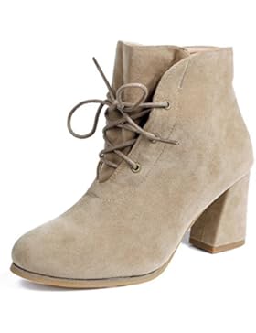 AgeeMi Shoes Damen Klassischer Blockabsatz Stiefeletten Schnüren Freizeitschuhe