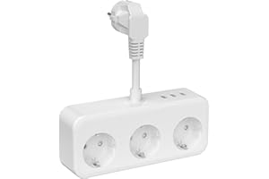 HITRENDS Gniazdko wielokrotne z 3 gniazdami USB (białe)