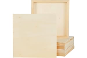BRIGHT CREATIONS Unfinished Wood Canvas Boards, 6-Pack of Square Pine Wood Panels for Painting with Sanded, Smooth, Firm Surface, 25.4 x 25.4 cm Each