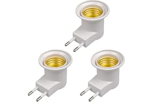 Babysbreath17 Lampe LED E27 Homme Prise de Type EU Plug Adapter Converter pour Support d'ampoule avec Le Bouton on/Off (blanc*3)