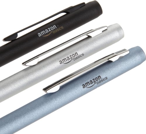 AmazonBasics – Professioneller Stylus für Touchscreen-Geräte, 3er-Pack (Schwarz/Silber/Blau) - 3