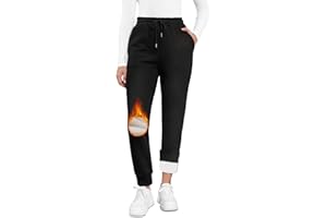 EDOTON Pantalones Chandal Cálidos Mujer Invierno Deportivos con Forro Polar Sherpa Pantalones de Wntrenamiento con Cordón Ajustable con 2 Bolsillos Pantalon de Jogging S-XL