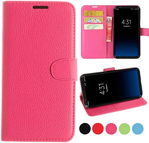 Galaxy S8 Plus Case, Jamche Premium Folio PU Leather Magnetic Flip Open Pocket ID Credit Card Holders / Cash Slots Wallet Protective Phone Case Cover for Samsung Galaxy S8 Plus, Hot Pink