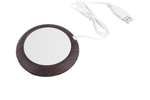 GARSENT Calentador de la taza de café, USB Taza de grano de madera Calentador de la bebida Bebida de la taza Estera Té Calentador del café para el hogar de la oficina(Grano de madera oscura)