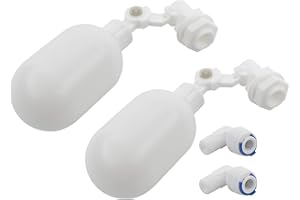 Pxyelec 2pcs Water Filter Float Ball Valve with 1/4" Quick Connect Push in to Connect Tube Fittings, Side Install Float Valve for Aquarium Water Purifiers Reverse Osmosis System