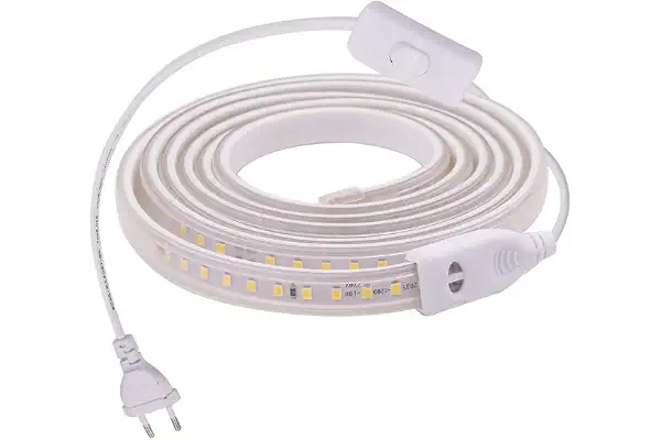 XUNATA 2m Actualizado 220V 2835 Tira LED con Interruptor, 120 LEDs/m Luces Blanco frio, IP67 Impermeable, Escalera de Techo Blancas Tira de LED Cocina Lights
